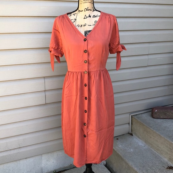 orange button dress